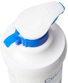 Cetraben pump in use dispensing cream onto hand for convenient measured application