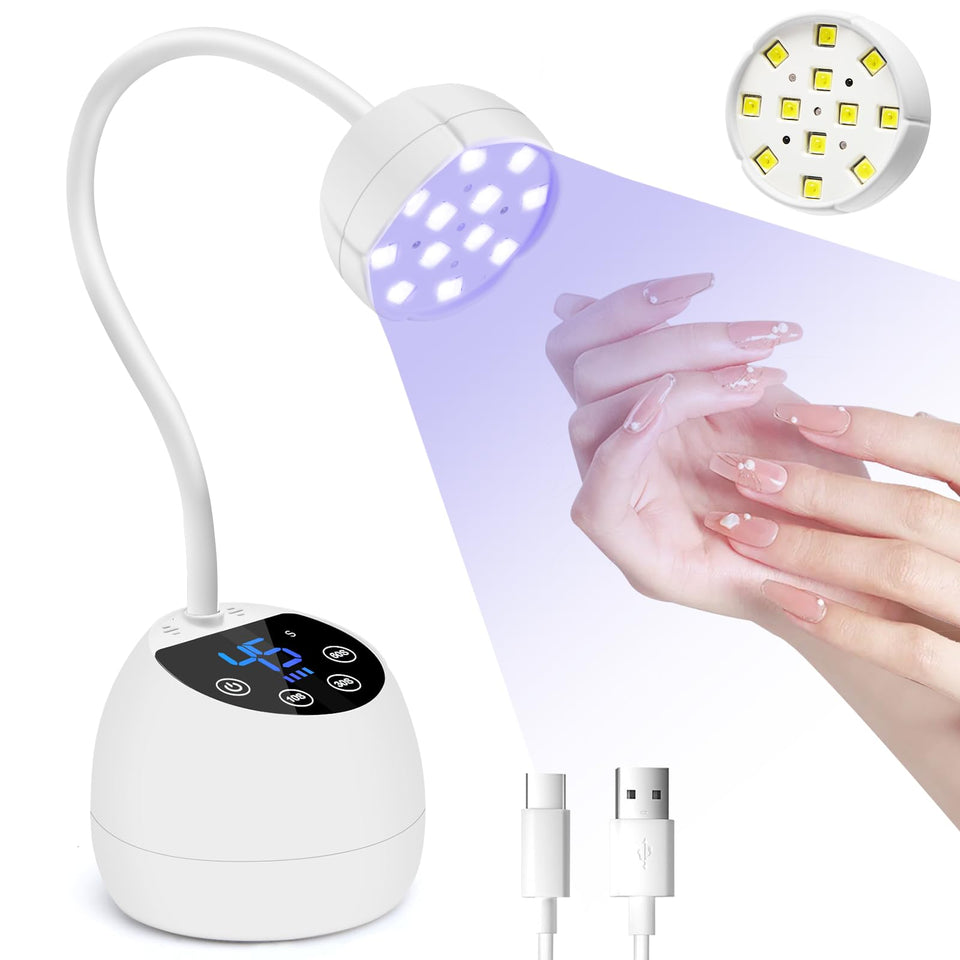 CGBE front view of white UV LED nail lamp showing compact design and portability