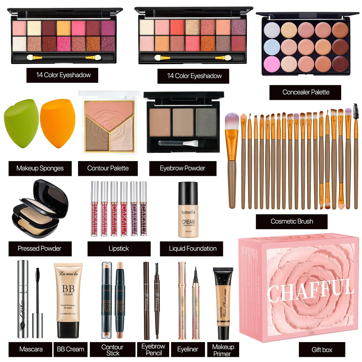 CHAFFUL eyeshadow palette open with varied shades for versatile day-to-night looks