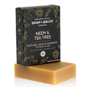 Chagrin Valley front packaging showing organic neem and tea tree benefits