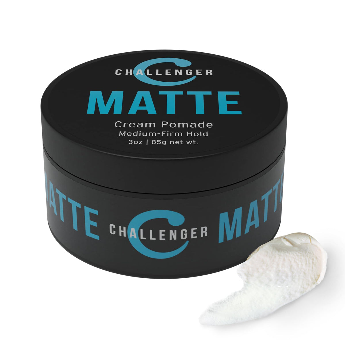Challenger front jar shot showing label and matte finish benefit