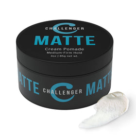 Challenger front jar shot showing label and matte finish benefit