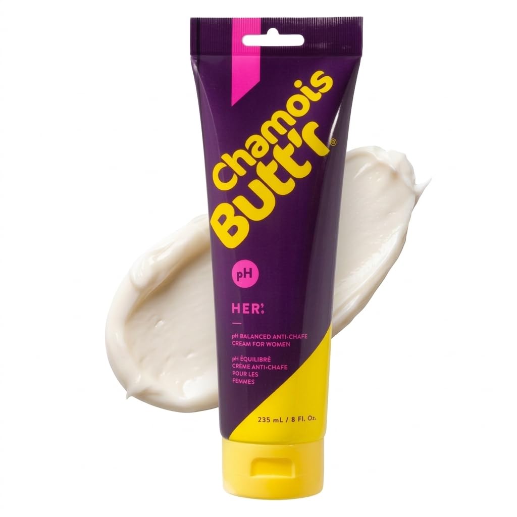 Chamois Butt'r Her' front packaging showing 8oz tube and benefits