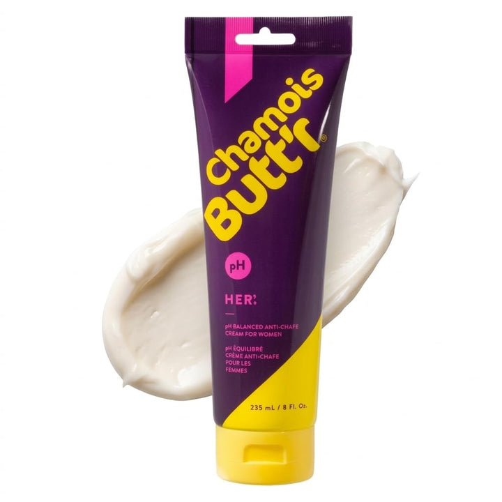 Chamois Butt'r Her' front packaging showing 8oz tube and benefits
