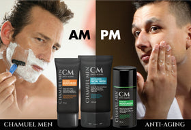 CHAMUEL MEN 100ml next to hand illustrating generous size