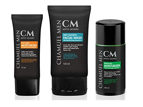 CHAMUEL MEN on bathroom counter portraying daily grooming routine