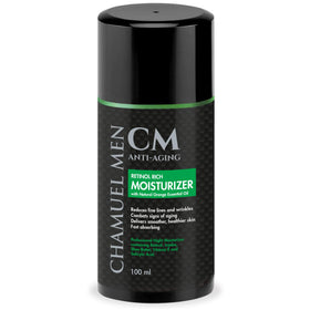 CHAMUEL MEN front packaging showing bottle and benefits