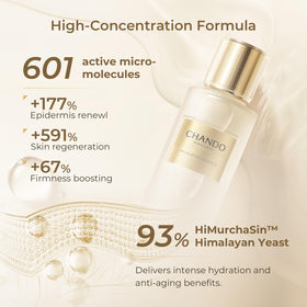 CHANDO HIMALAYA essence texture on palm showing lightweight consistency and quick absorption