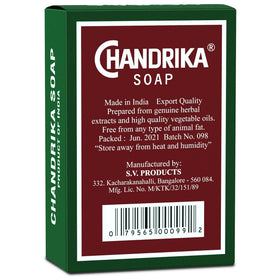 Chandrika bar close-up texture revealing smooth vegetable-oil lather