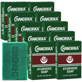 Chandrika front packaging showing brand and herbal soap benefits