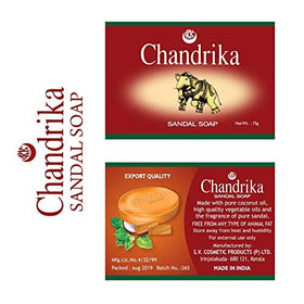 Chandrika sandal soap in hand demonstrating gentle cleansing and easy lather