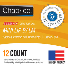 CHAP-ICE mini tube in a jeans pocket showing compact size and portability