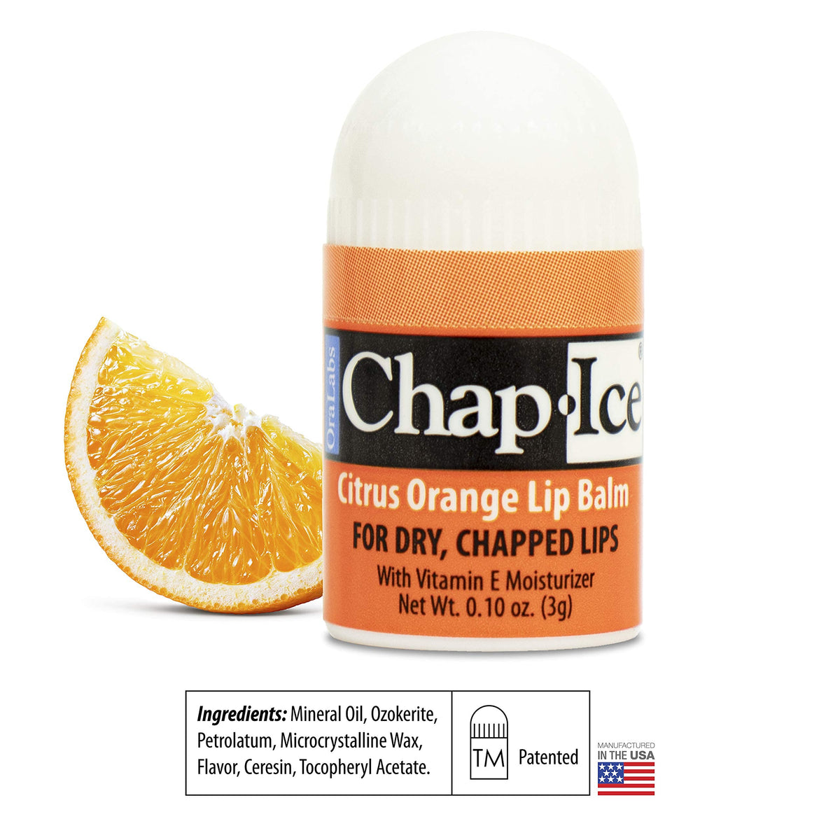 CHAP-ICE close-up of single tube tip, smooth texture for easy glide
