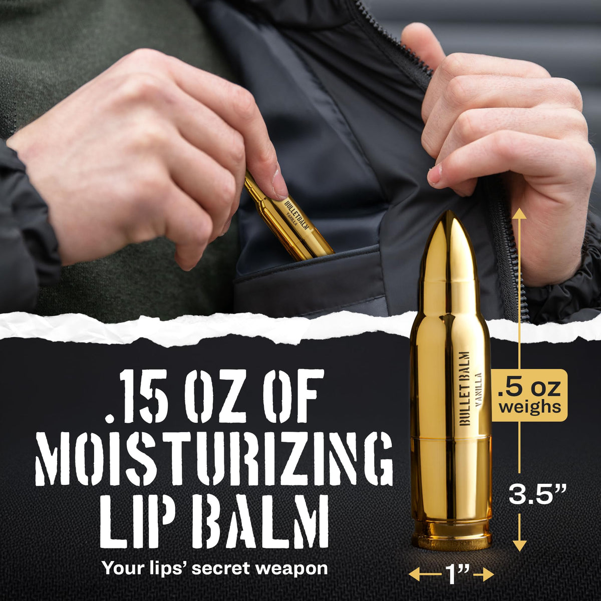 ChapChamp bullet lip balm in an outdoor lifestyle setting demonstrating weather protection