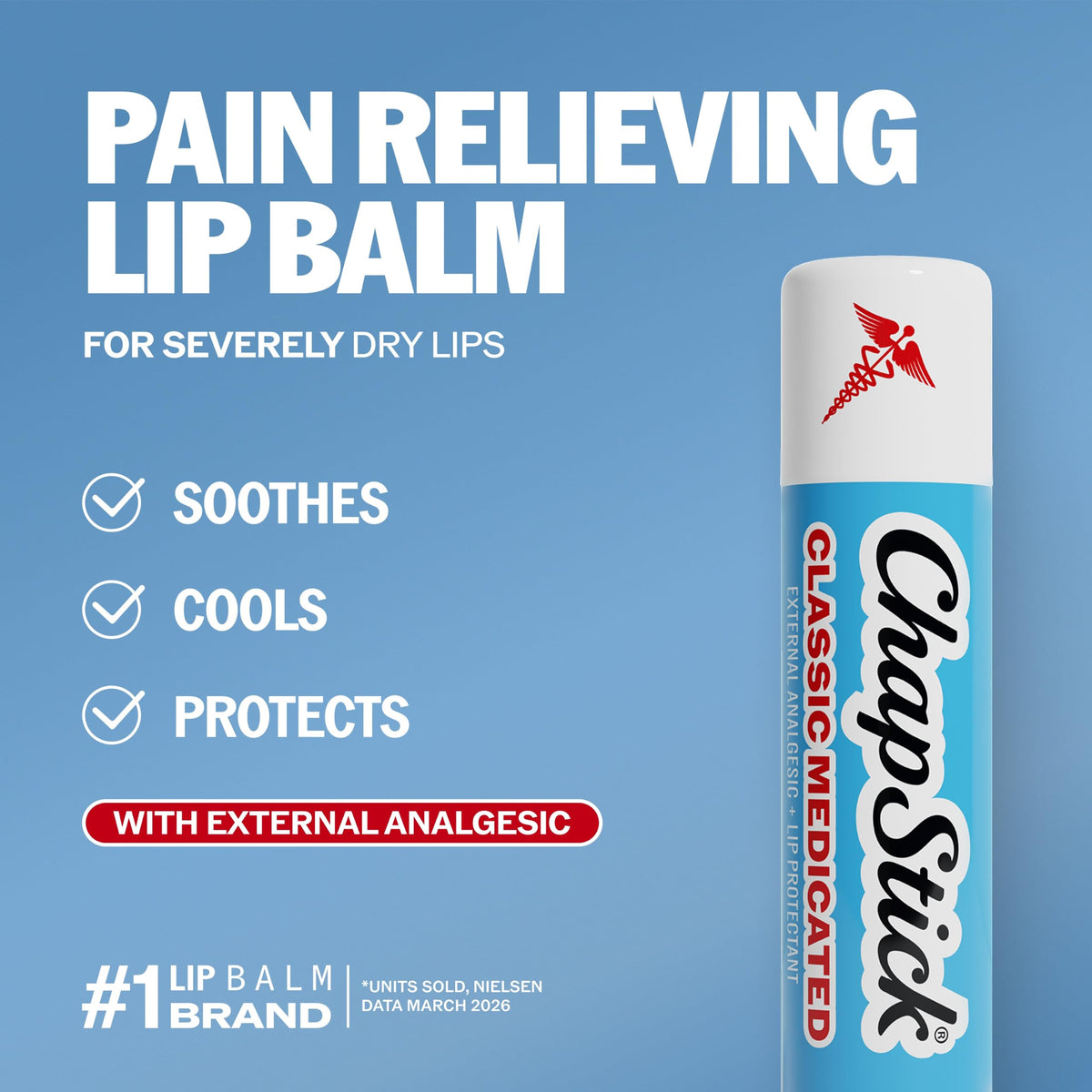 ChapStick Classic Medicated ingredients label highlighting camphor menthol phenol