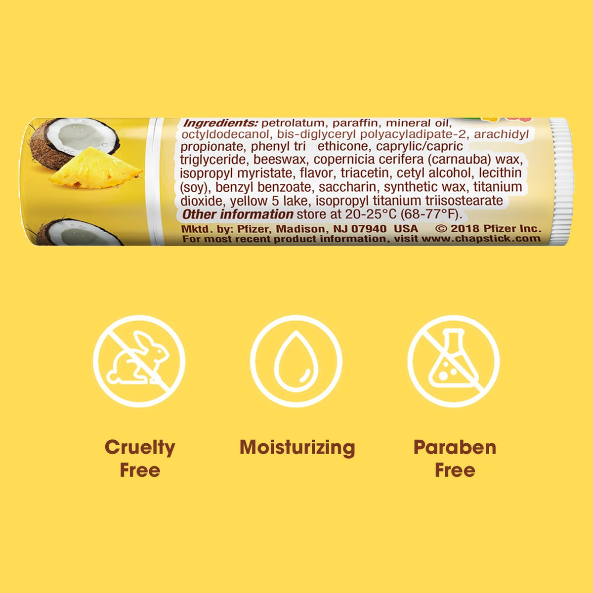 ChapStick Aloha Coconut tube in hand demonstrating smooth application and portability