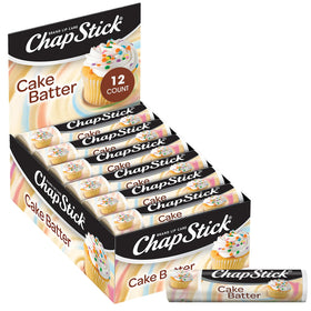 ChapStick cake batter front packaging showing 12 tubes and brand trust