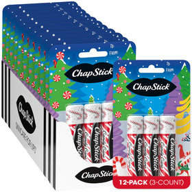 ChapStick front packaging showing candy cane bulk pack and easy gifting