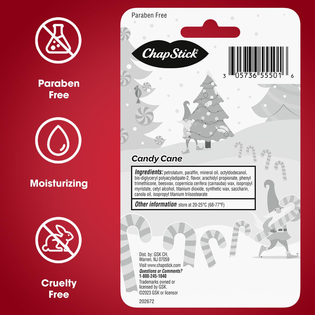 ChapStick label and ingredients closeup showing ChapStick clear product details