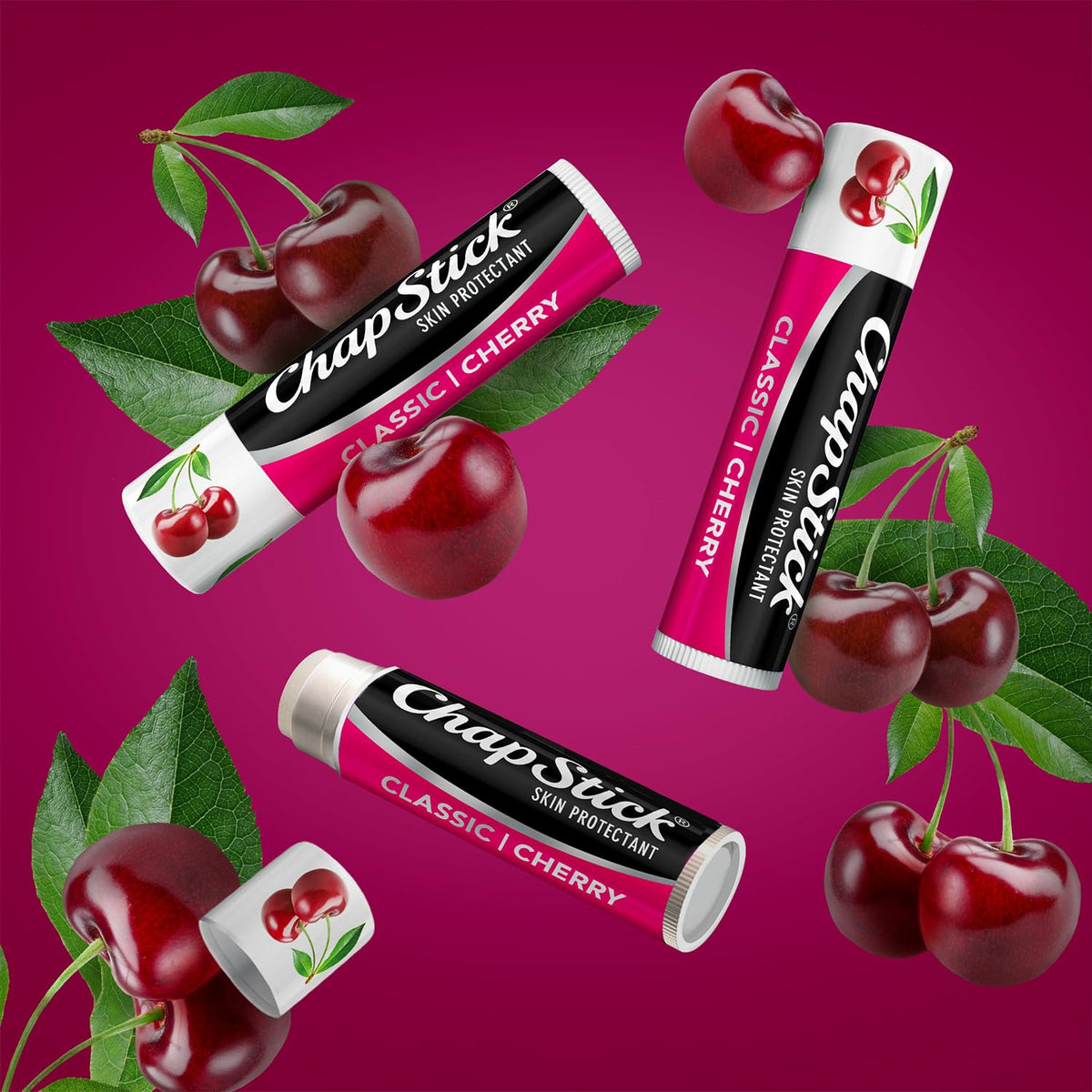 ChapStick cherry texture on hand showing creamy finish and immediate moisturization