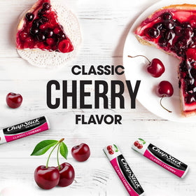 Close-up of ChapStick Classic Cherry texture highlighting non-greasy glide benefit