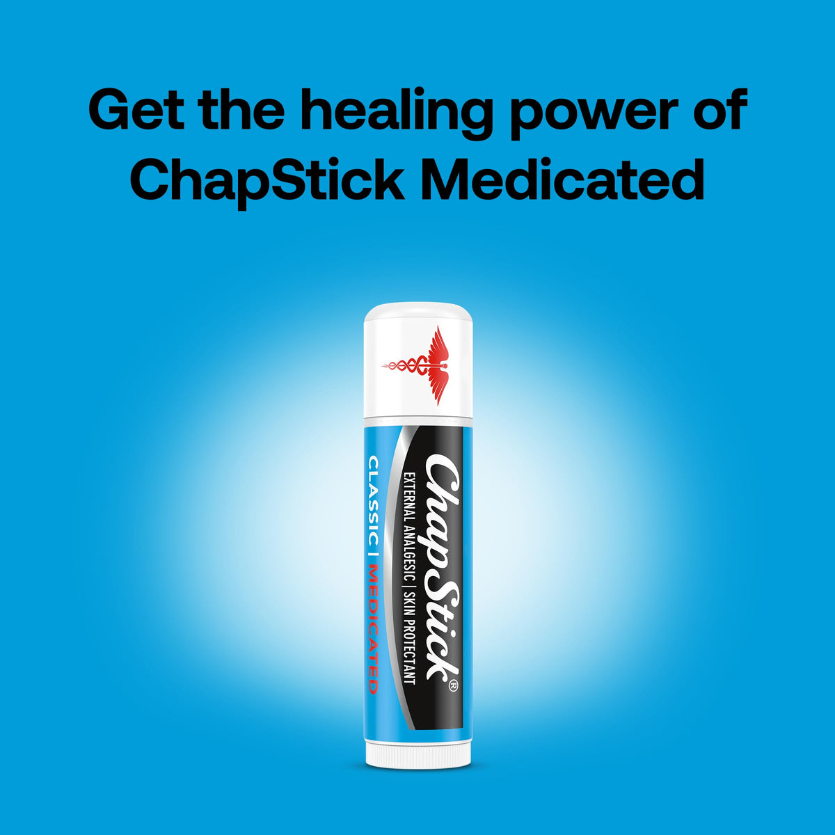 ChapStick single tube close-up showing smooth balm and easy twist-up benefit