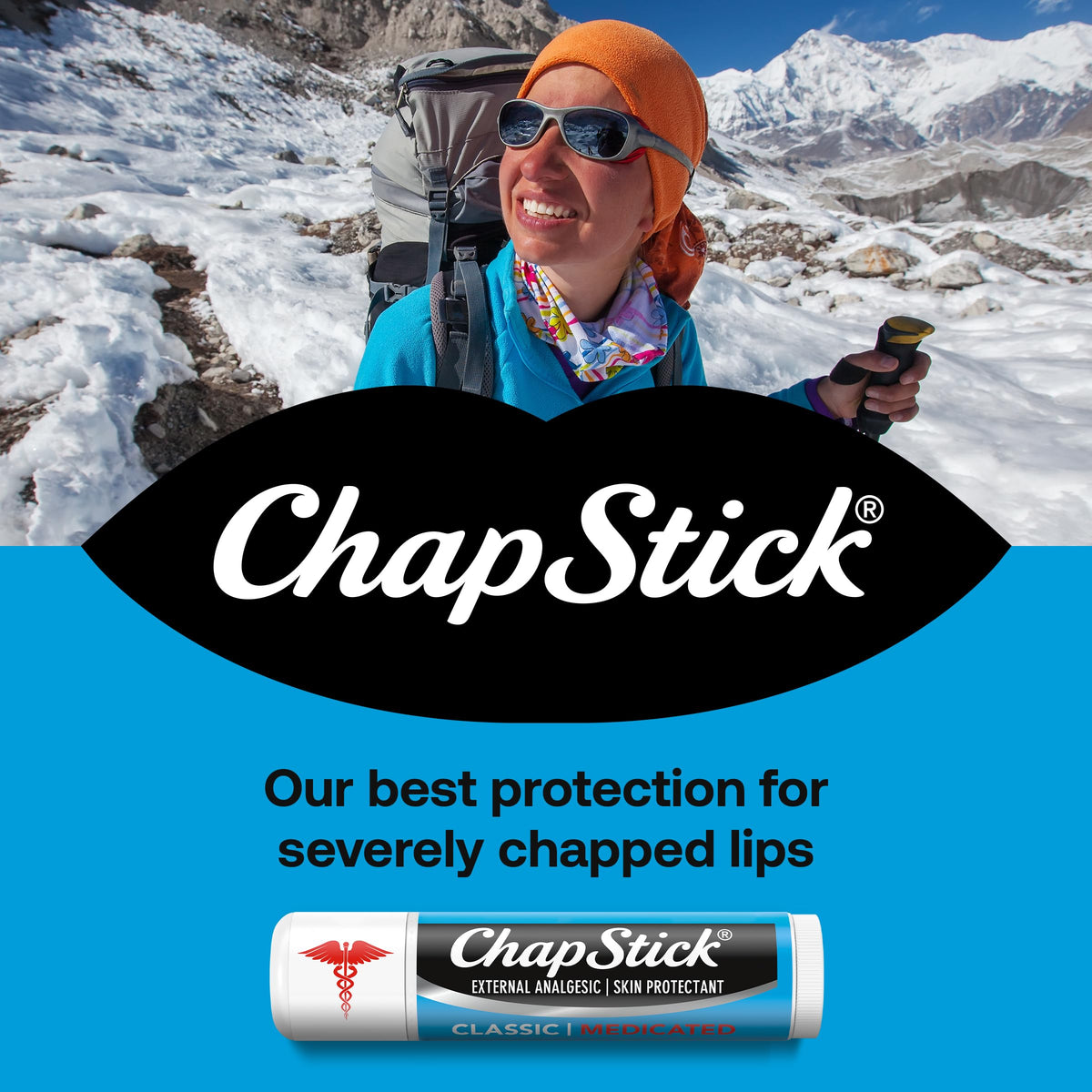Close-up texture swirl of ChapStick balm showing non-greasy glossy finish