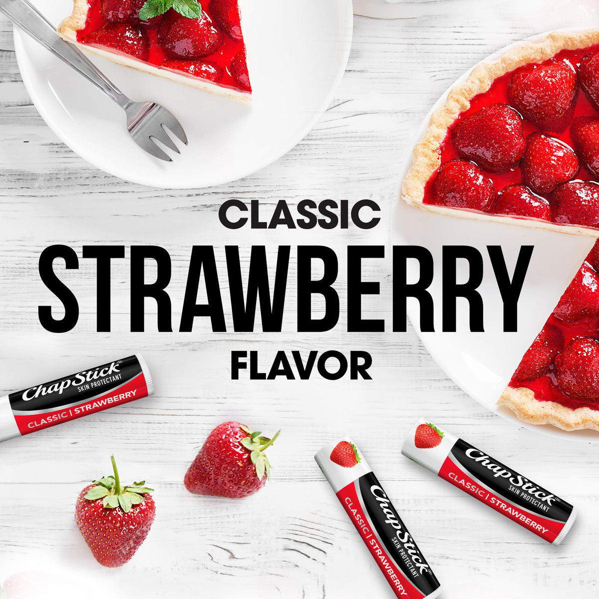 Texture swirl of ChapStick strawberry balm demonstrating creamy, lightweight hydration