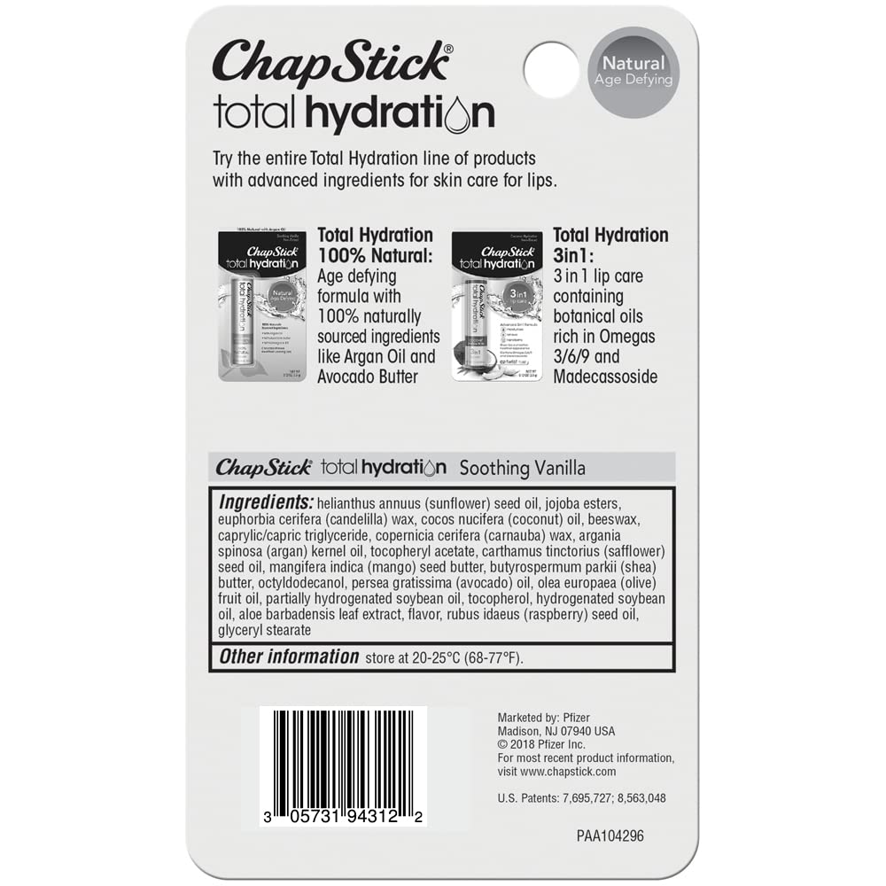 Product label close-up showing ChapStick ingredient details and clarity
