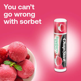 ChapStick Raspberry Sorbet balm texture detail highlighting creamy glide and moisturizing benefit
