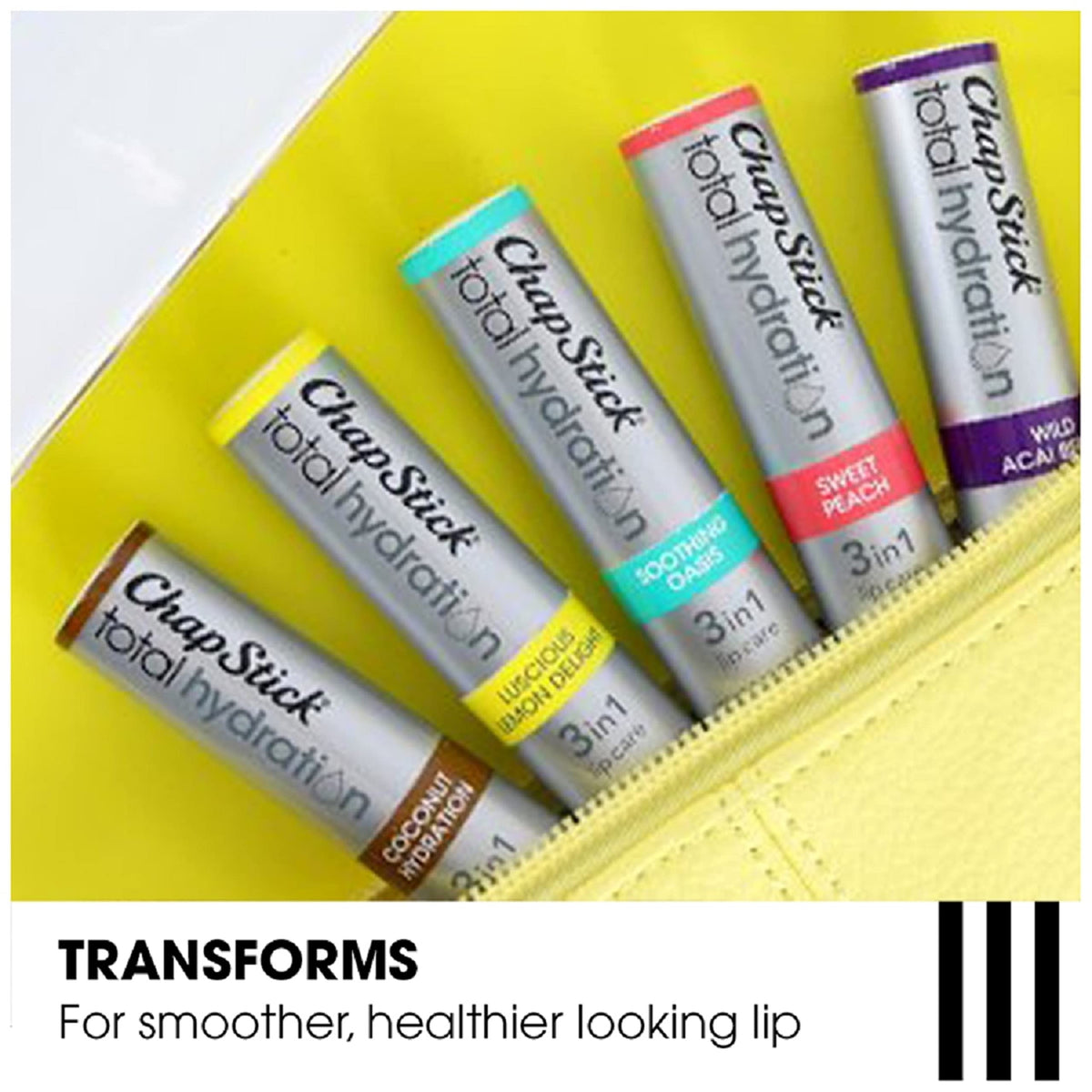 ChapStick Soothing Oasis ingredient label highlighting madecassoside and botanical oils benefits