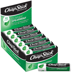 ChapStick classic spearmint front packaging shows minty tubes and convenience
