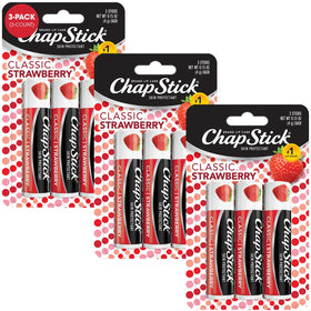 ChapStick front packaging showing brand and strawberry tubes, convenient storage
