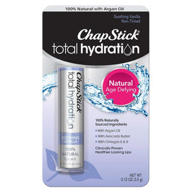 ChapStick tube front view showing label and portable size benefits