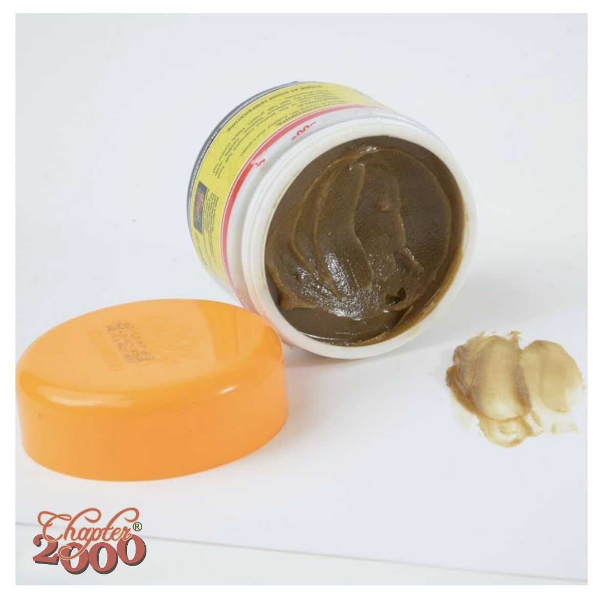 Open jar and visible label of Chapter 2000 showing ingredients list for informed product choice