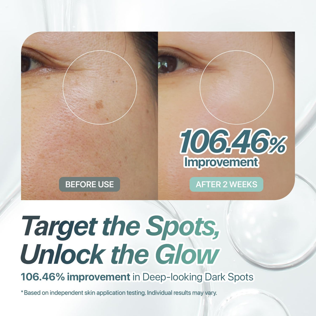 CHARDE Snow Ampoule applied to cheek demonstrating targeted spot care