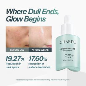 CHARDE Snow Ampoule dropper dispensing serum texture for quick absorption