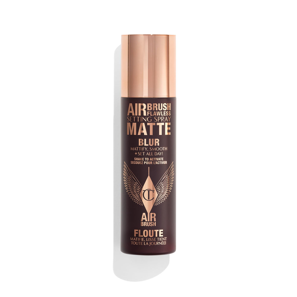 Charlotte Tilbury front packaging showing sleek bottle and matte finish benefit