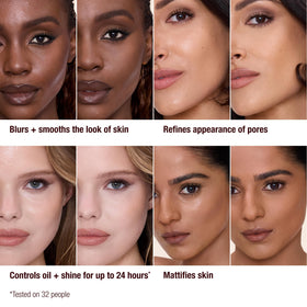 Charlotte Tilbury bottle in hand to show size and travel-friendly convenience