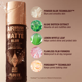 Charlotte Tilbury ingredients display aloe and green tea highlighting soothing benefit