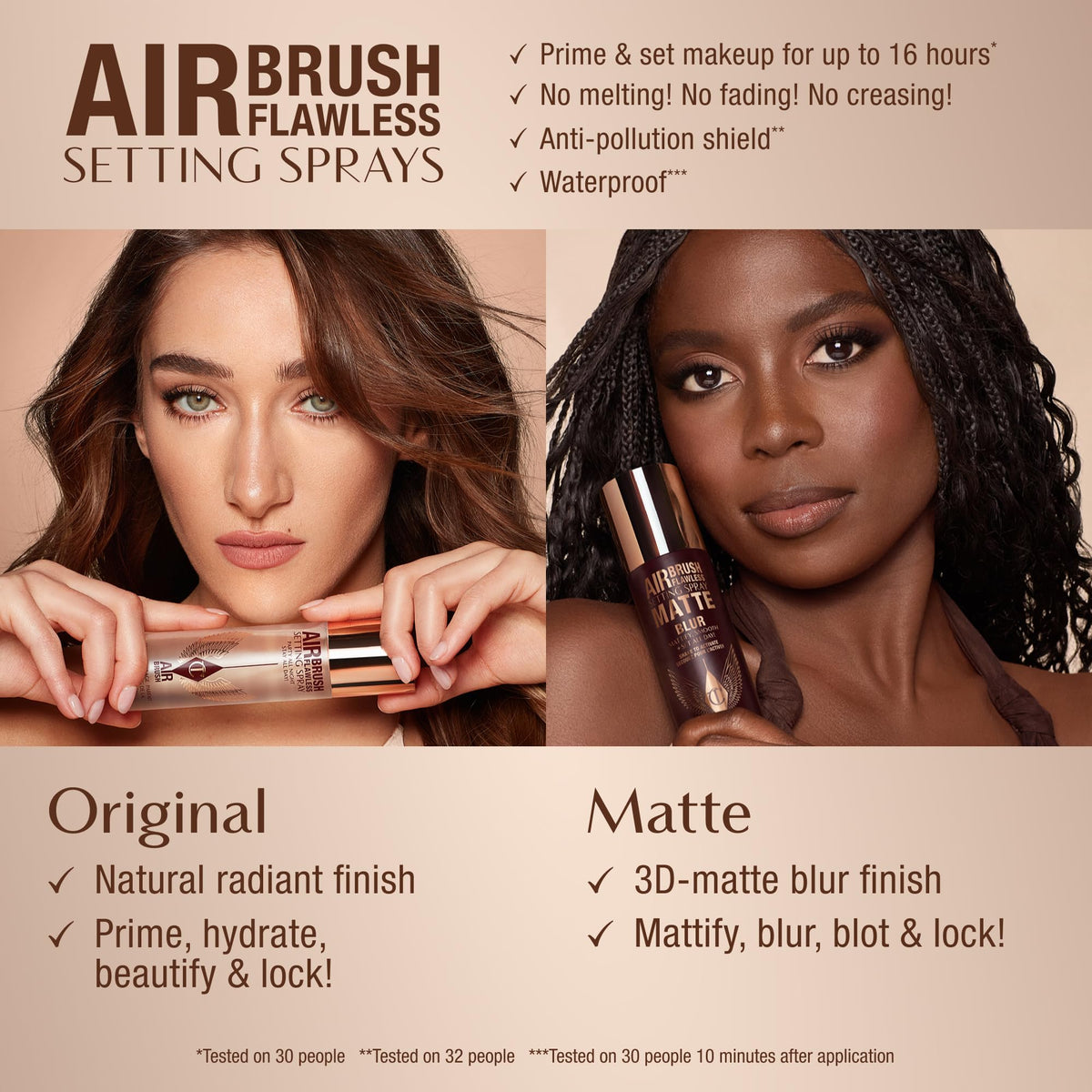 Charlotte Tilbury bottle in a makeup bag suggesting on-the-go refresh benefit