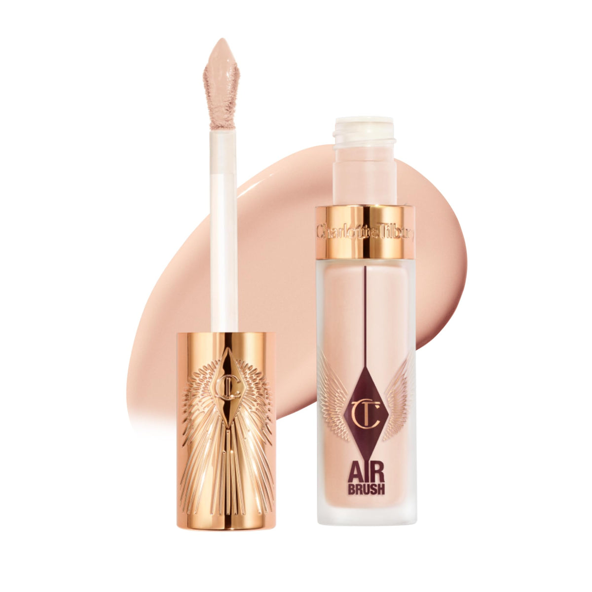 Charlotte Tilbury front packaging showing elegant tube and label benefit: visible brand luxury