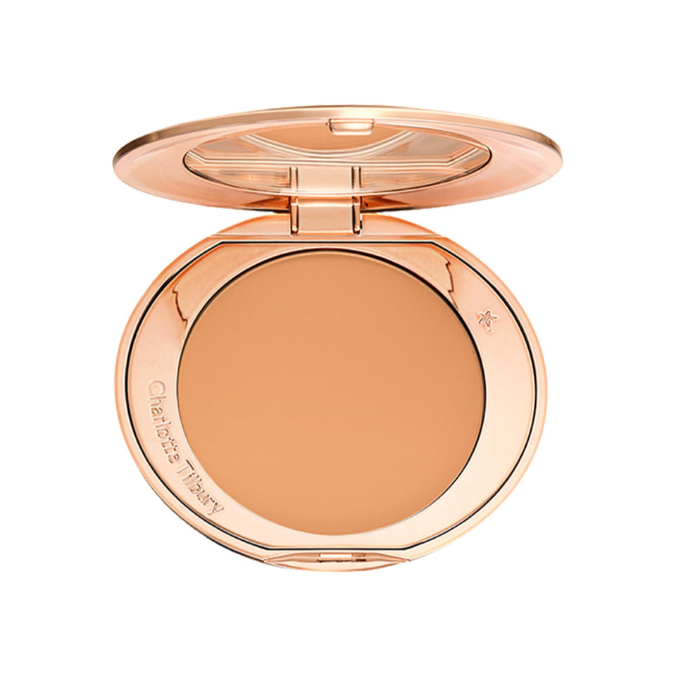 Charlotte Tilbury front compact view showing sleek packaging and brand elegance