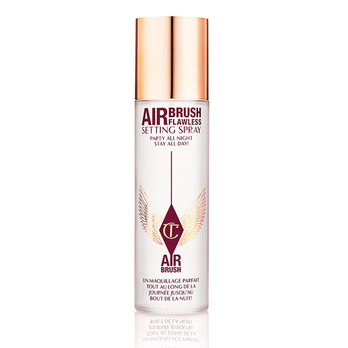 Charlotte Tilbury front packaging showing elegant bottle benefit long-wear