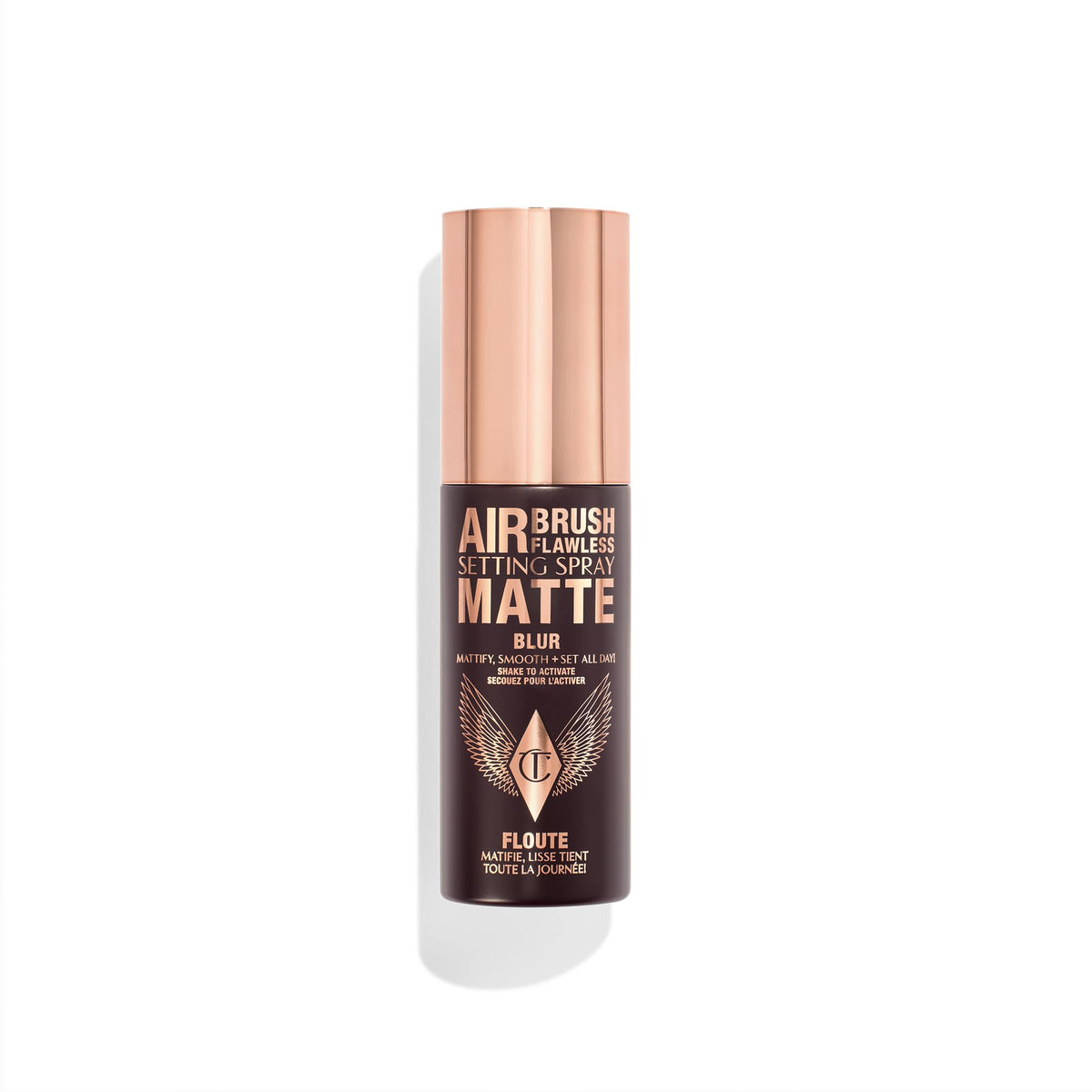 Charlotte Tilbury front packaging showing bottle and matte finish benefit