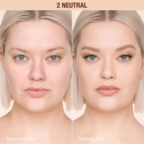 Charlotte Tilbury pump dispensing foundation highlighting mess-free use