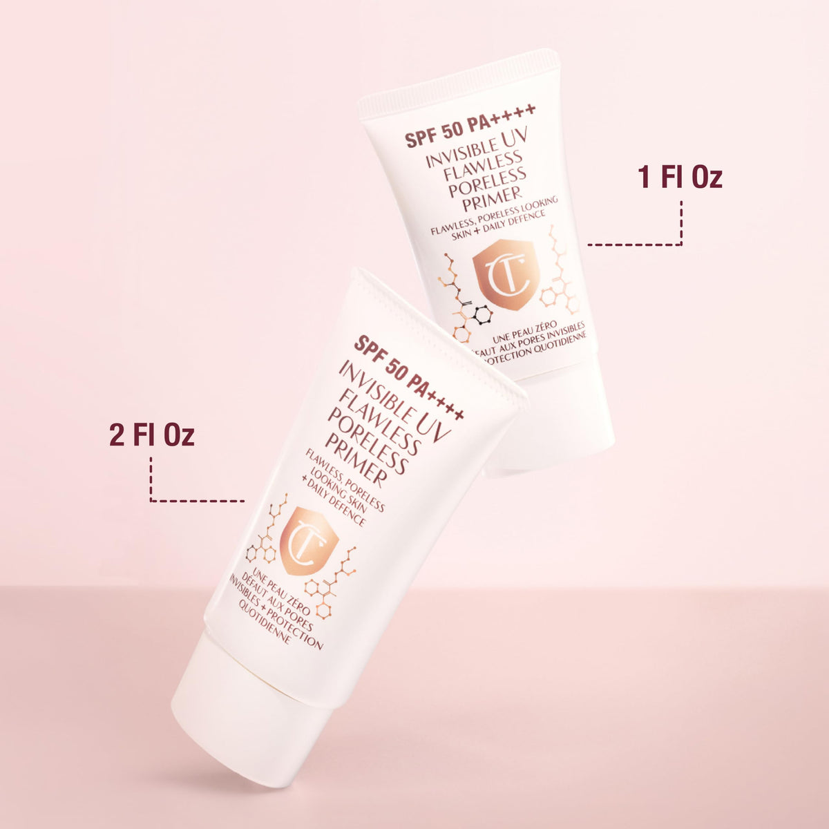 Charlotte Tilbury fingertip blending primer on skin for hydrating, satin finish