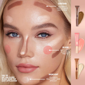 Charlotte Tilbury being applied to cheek demonstrating lift and natural sculpting effect