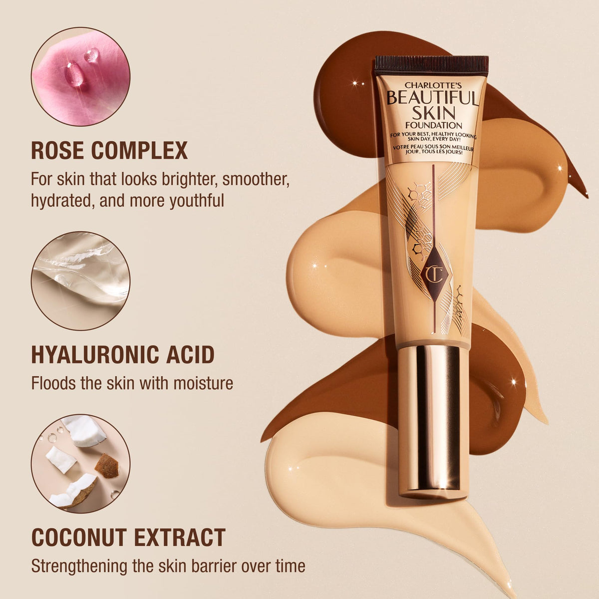 Charlotte Tilbury product applied with brush for smooth medium coverage