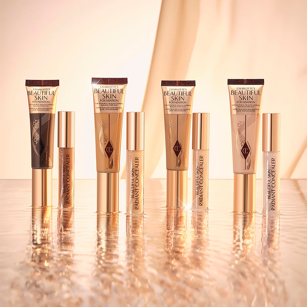 Charlotte Tilbury bottle in hand for size comparison showing travel-friendly benefit